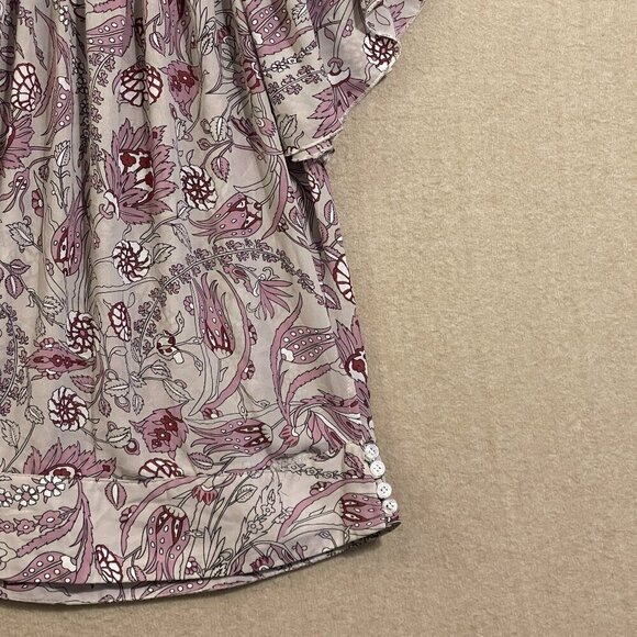 Chase Blouse Women's Small Purple Floral Short Sleeves - Picture 4 of 11